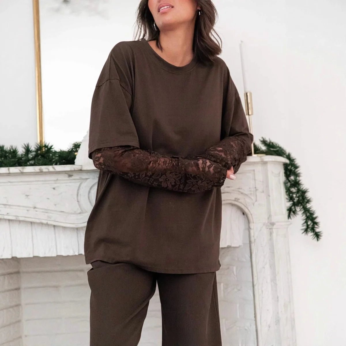 SOERA Bella Lace Splice Long Sleeve Tee - Top -  S