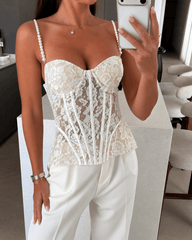 Aneyla kanten transparante bustier cami top