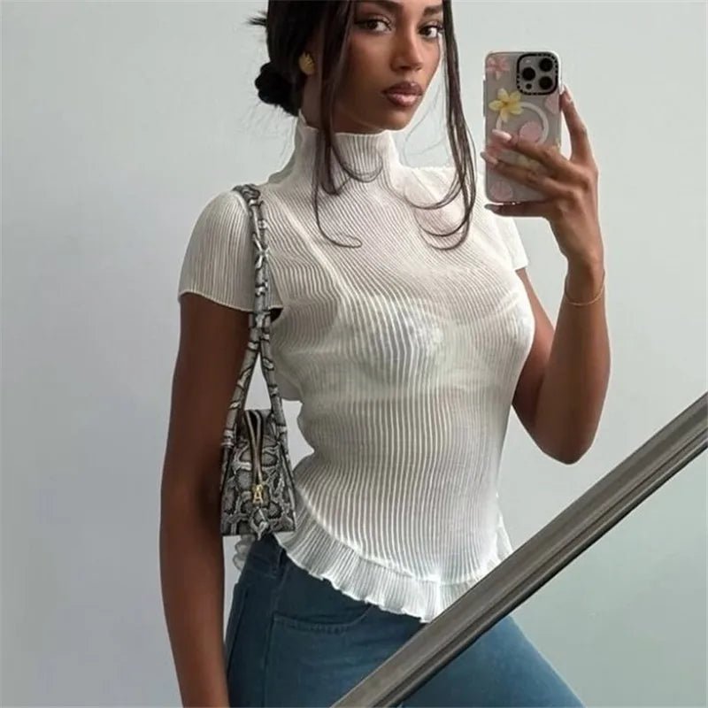 SOERA Celeste Ribbed Turtleneck Tee - Tops -  XS