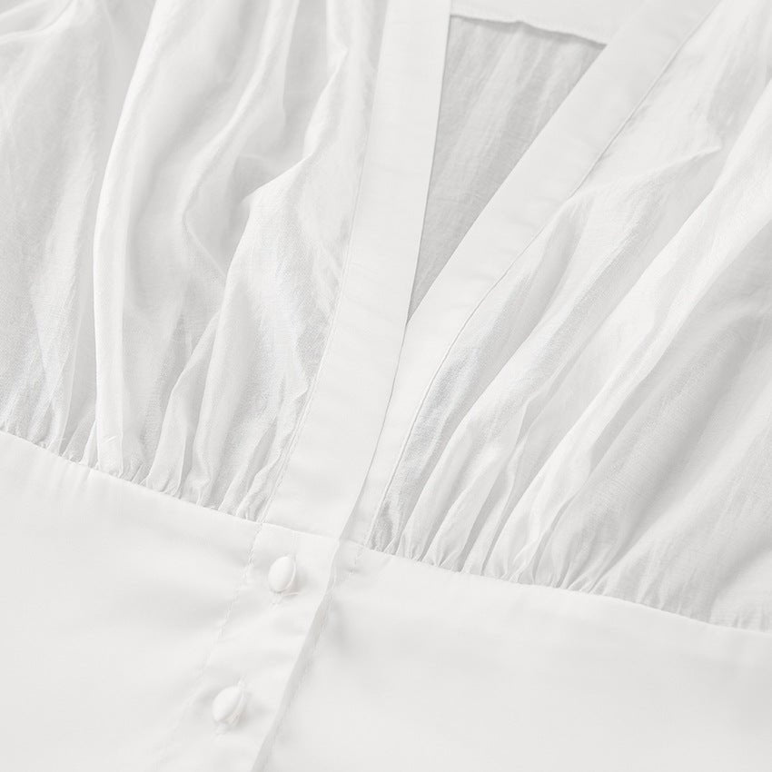 SOERA Elisa Deep Neck Sheer Button Blouse - Tops - gF1770344797580301449 M