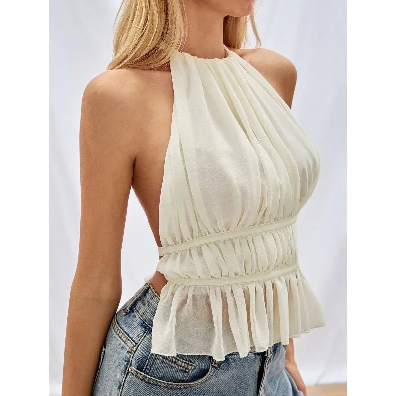 SOERA Ines Ruched Halter Top - Tops -  Black S