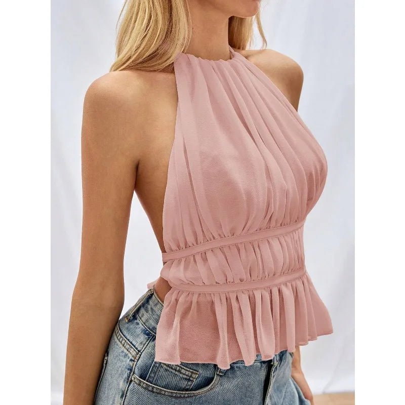 SOERA Ines Ruched Halter Top - Tops -  Old Rose S