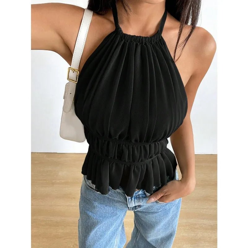 SOERA Ines Ruched Halter Top - Tops -  White S