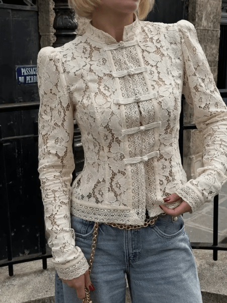 SOERA Jeanna Long Sleeve Lace Top - Tops - 1005009750893359-;MB1775623627114802217 Beige L