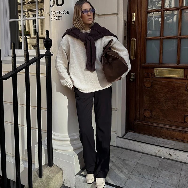 SOERA Joyce Loose Knitted Pullover - Tops - 3256810036257968-;EJ1763625122777235376 Dark Brown One Size