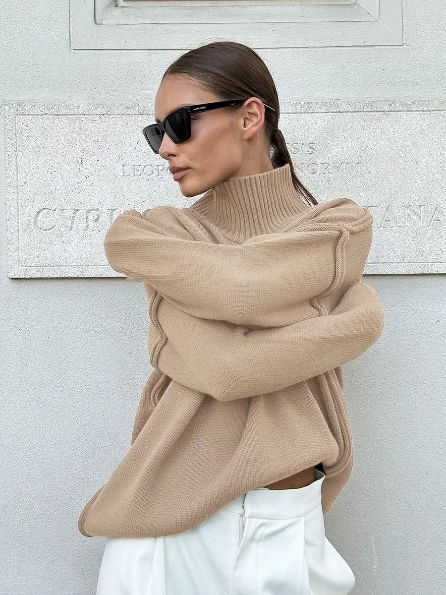 SOERA Katie Turtleneck Knit Sweater - Tops - 1005007526537365-;SY1763050844741338534 Burgundy L