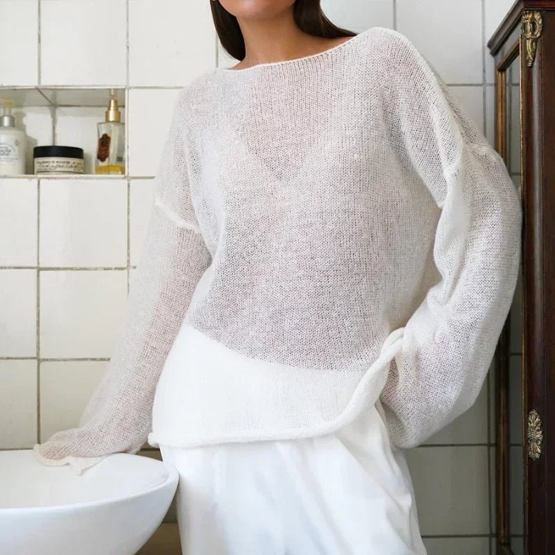 SOERA Lilian Sheer Loose Pullover - Tops - 3256807685601058-;WL1763882015878260650 Pink S