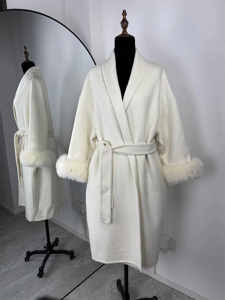 SOERA Wool Coat with Faux Fur - Women's Coats & Jackets - 3256809512722732-;vj1766845283312475104 Long White S