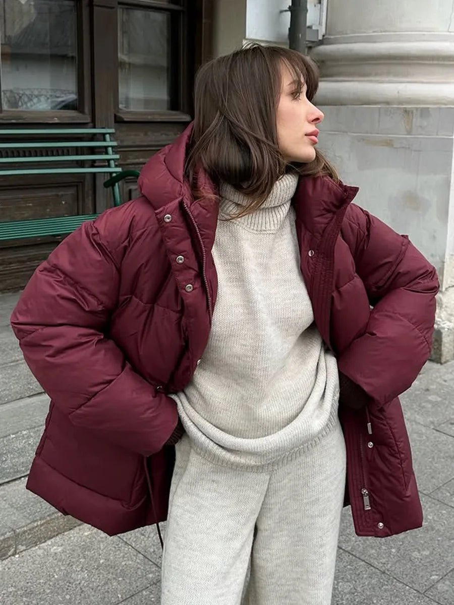 SOERA Lorna Drawstring Hooded Puffer Coat - Women's Outerwear - 1005009920303160-;Bc1761217546452727289 Burgundy M