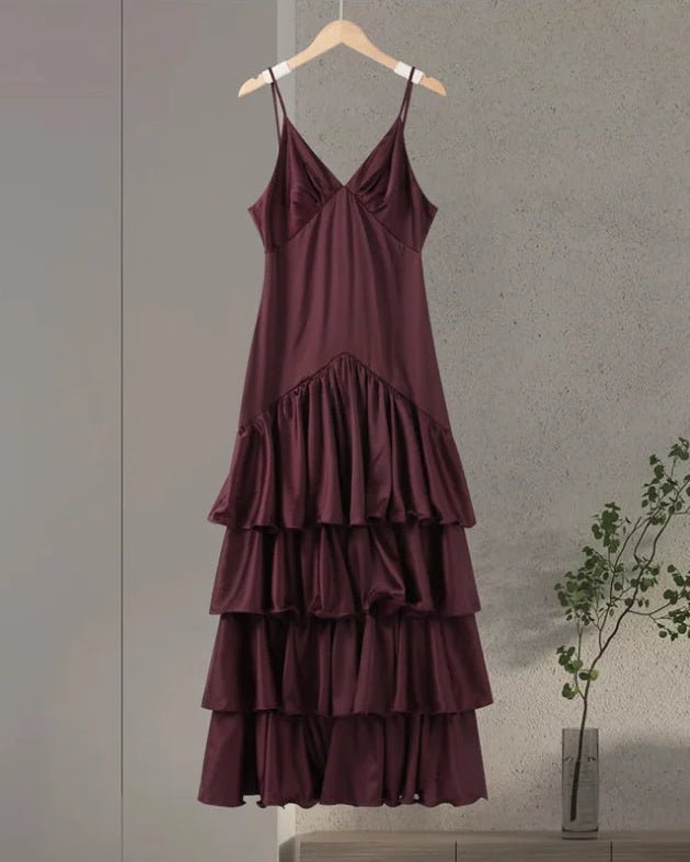 SOERA Venetia Ruffled Sling Evening Dress - Dress -  Purple M